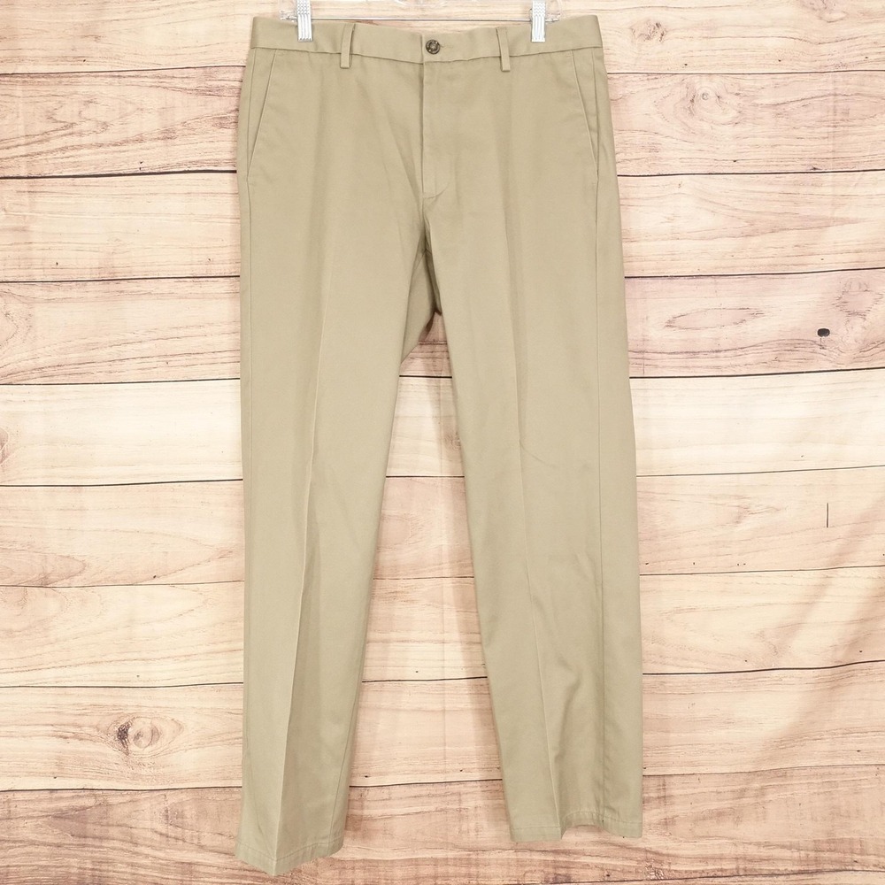 Dockers Chino Pants Mens 34x32 Beige Slim Fit Cotton Flat Front